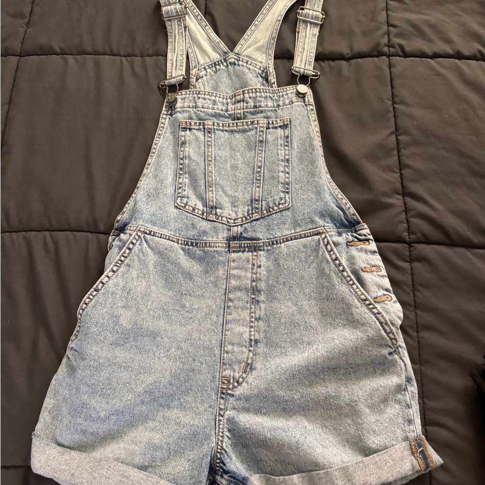 Forever 21 Light Blue Jean Shorts Overalls